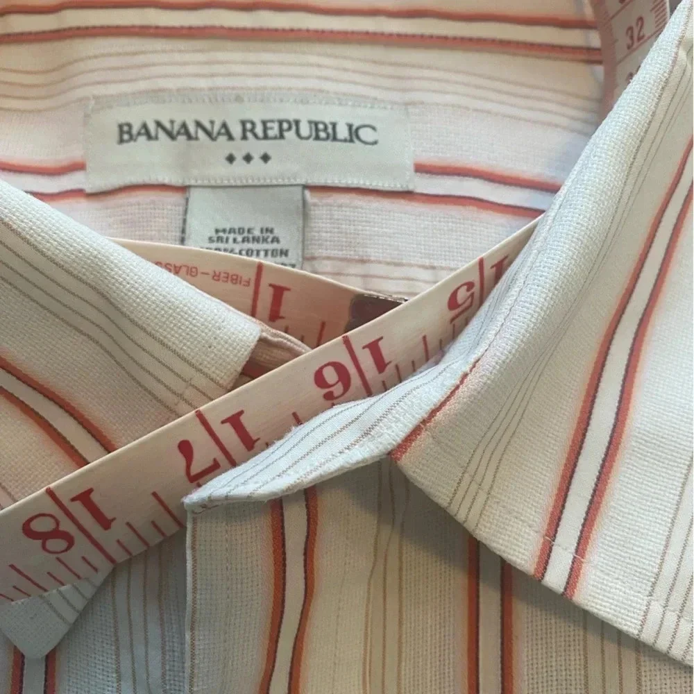 Banana Republic Men's Long Sleeve Shirt 100% Cotton‎ Cream Stripe Size XX Large
